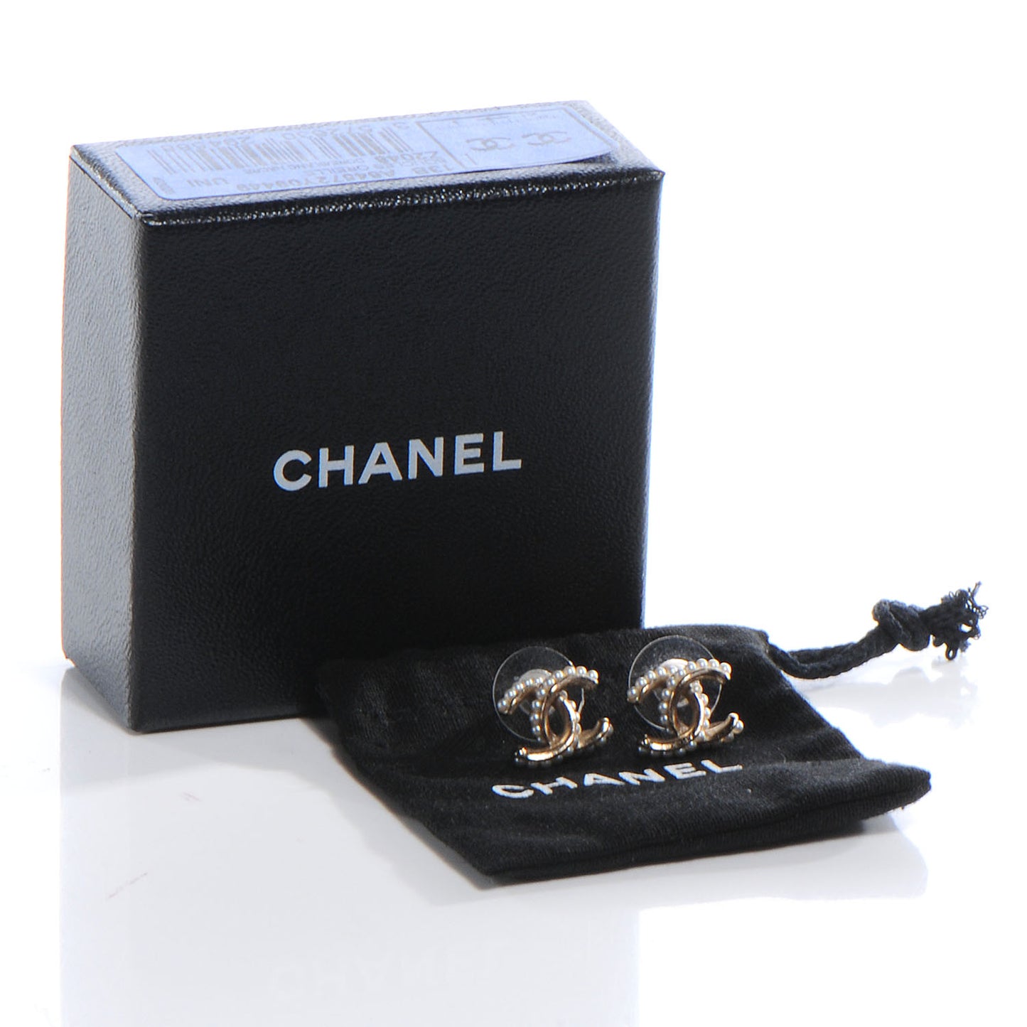 Pearl CC Logo Earrings Gold