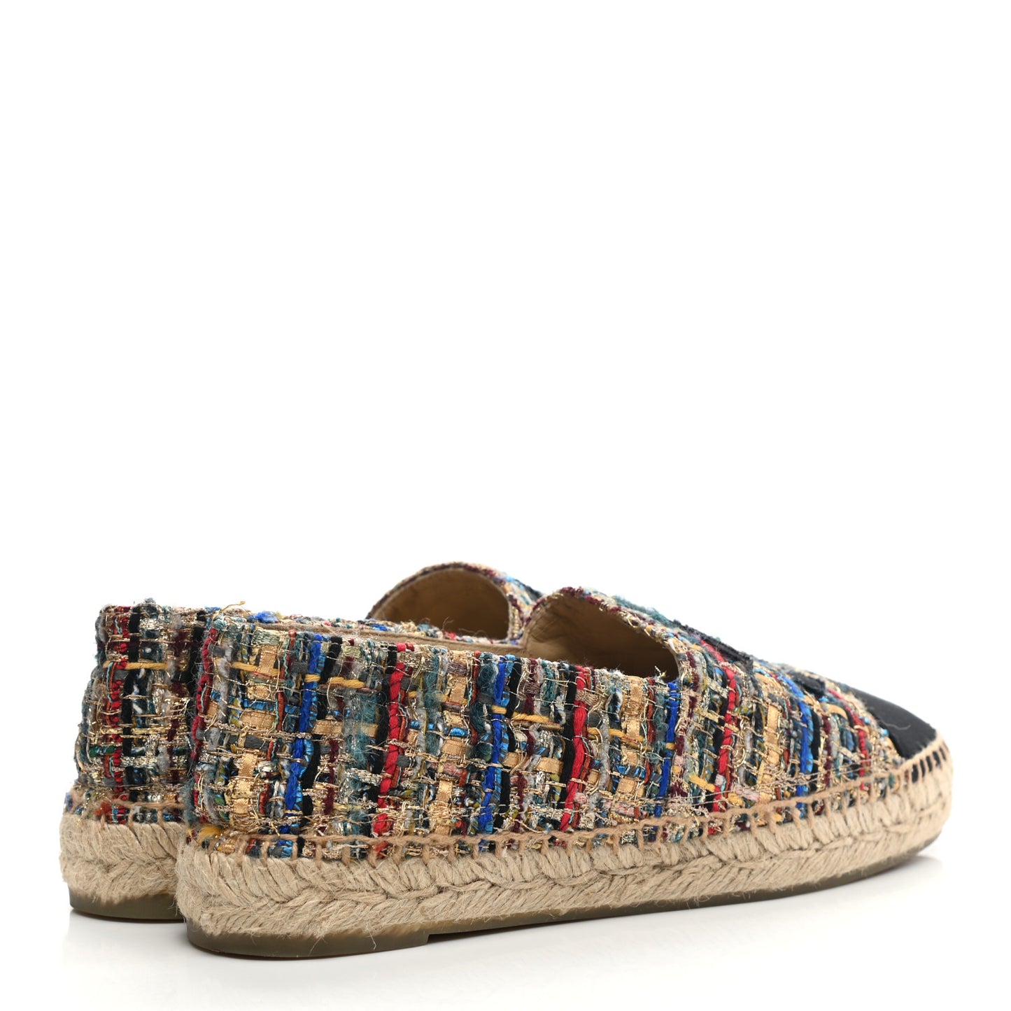 Tweed Grosgrain CC Espadrilles 37 Multicolor Black