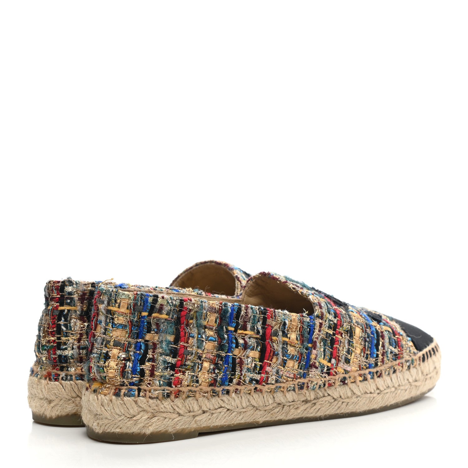 Chanel Tweed Grosgrain CC Espadrilles 37 Multicolor Black 4 of 11