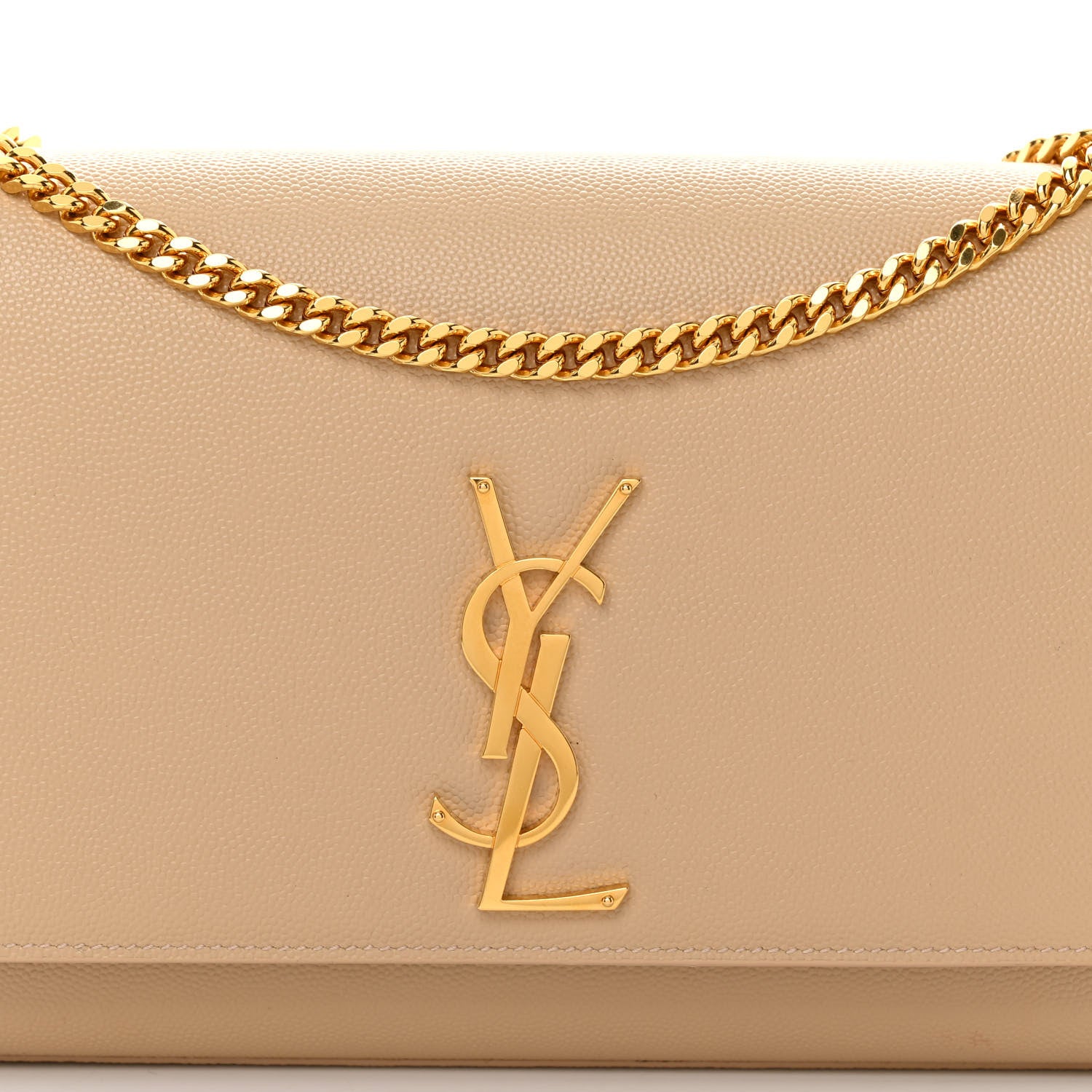 Saint Laurent Grain De Poudre Medium Monogram Kate Satchel Dark Beige 7 of 9