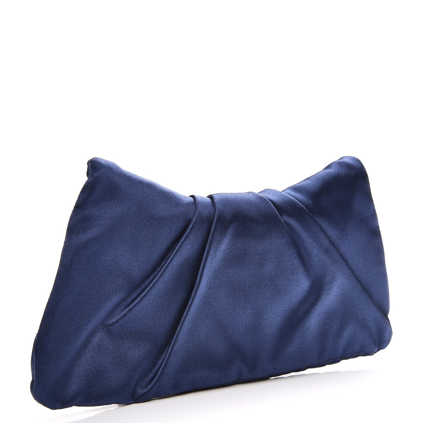 Satin Quilted Half Moon Clutch Blue