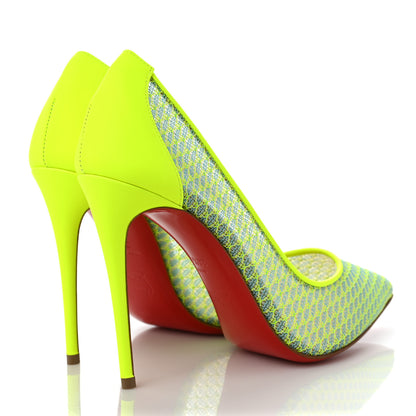 Christian Louboutin Fishnet Follies Lace 100 Pumps 36.5 Neon Yellow 4 of 8
