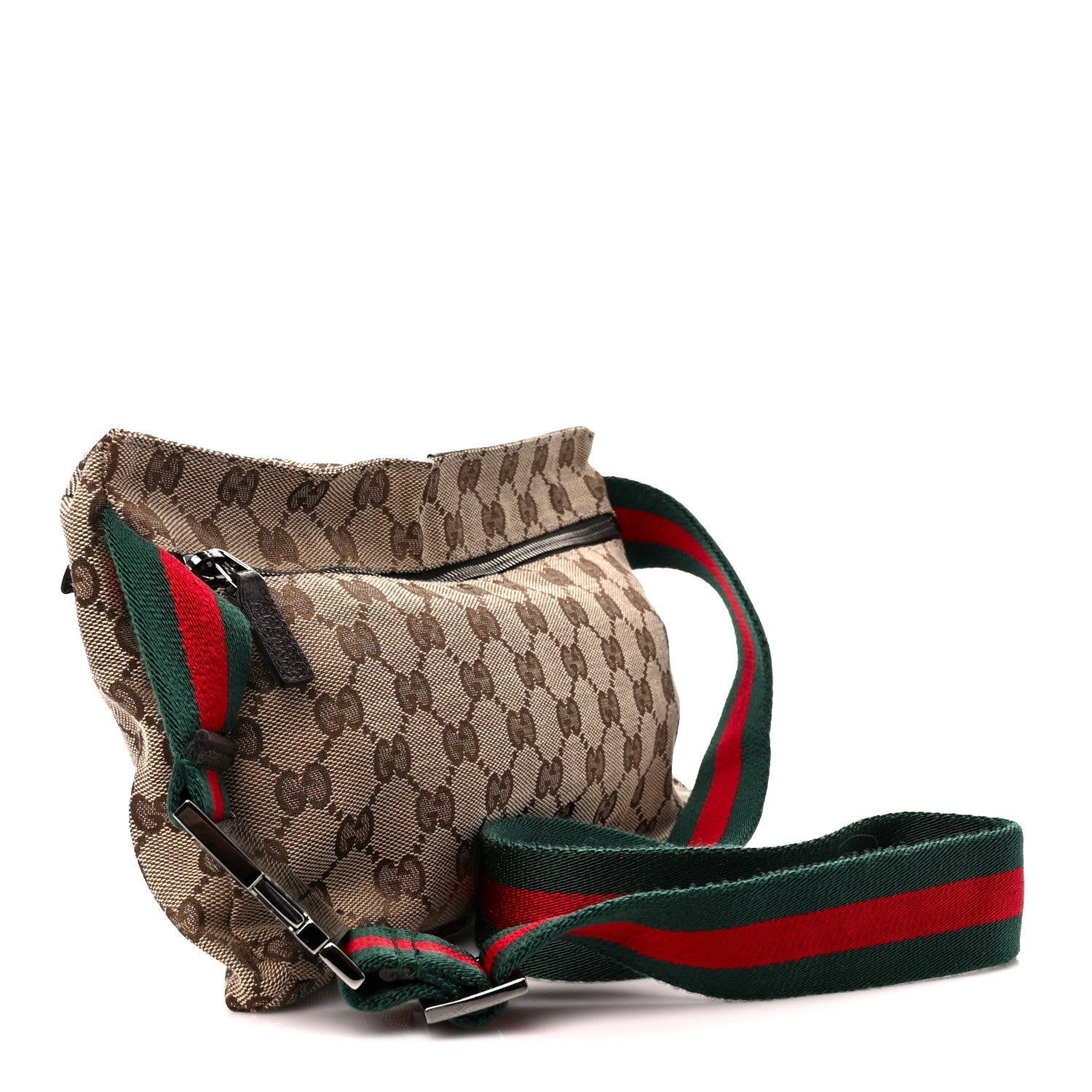 Gucci GG Monogram Web Double Pocket Belt Bag Dark Brown 3 of 15