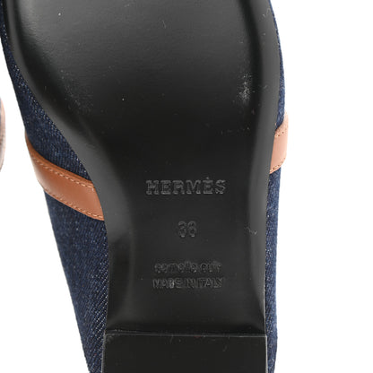Hermes Calfskin Denim Oz Mules 36 Bleu Brut Gold 7 of 9