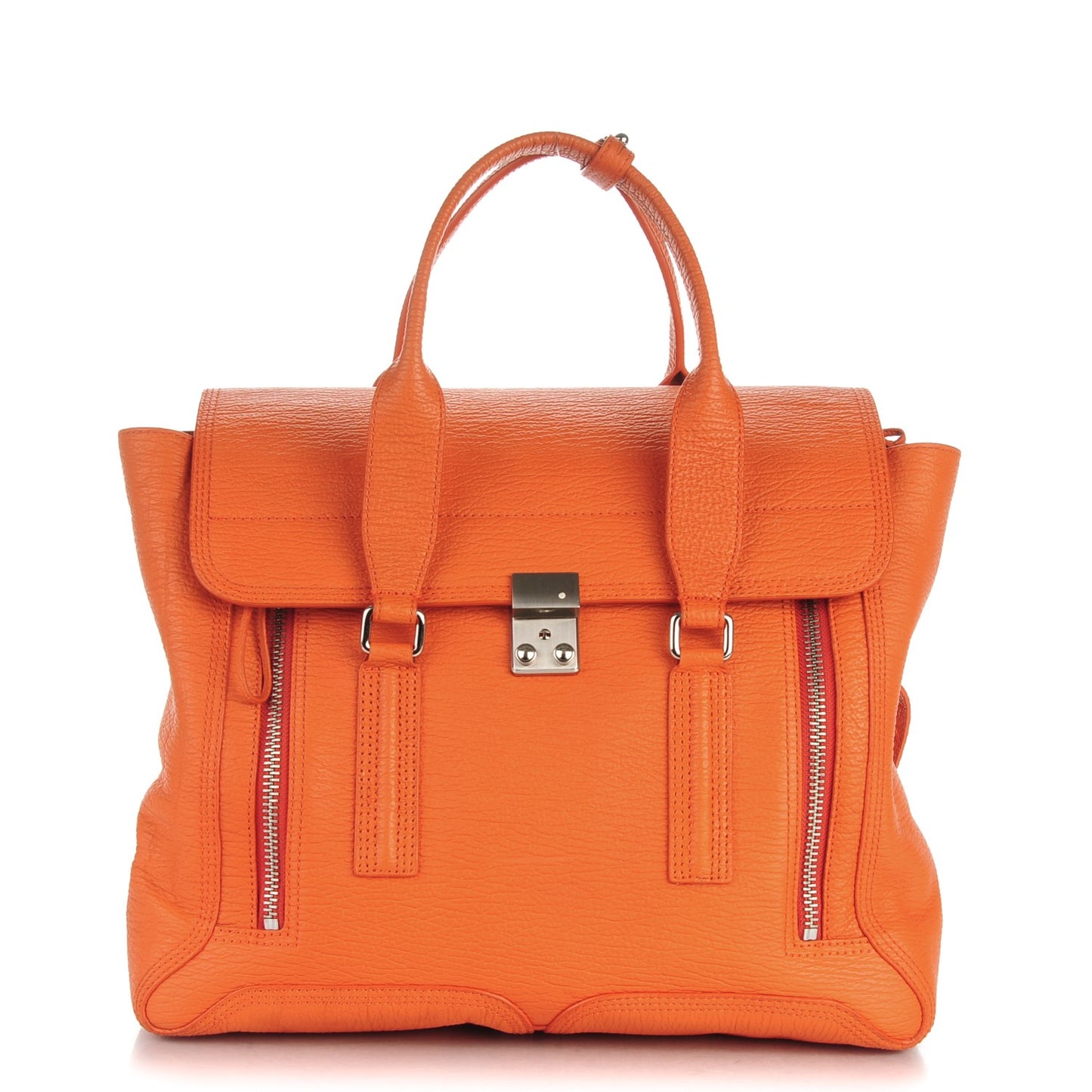 3.1 Textured Calfskin Large Pashli Satchel Mandarin