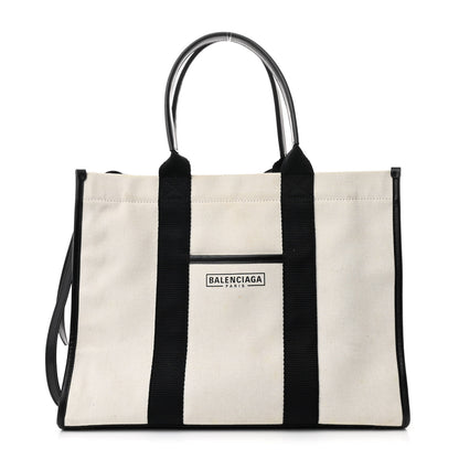 Balenciaga Canvas Calfskin Hardware Tote Natural Black 1 of 12