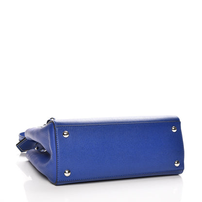 Fendi Vitello Elite Petite 2Jours Tote Blue Neon 5 of 8