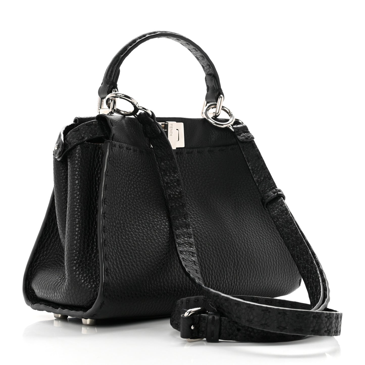 Cuoio Romano Selleria Bi-Color Mini Peekaboo Iconic Satchel Black Mou