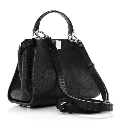 Fendi Cuoio Romano Selleria Bi-Color Mini Peekaboo Iconic Satchel Black Mou 2 of 8
