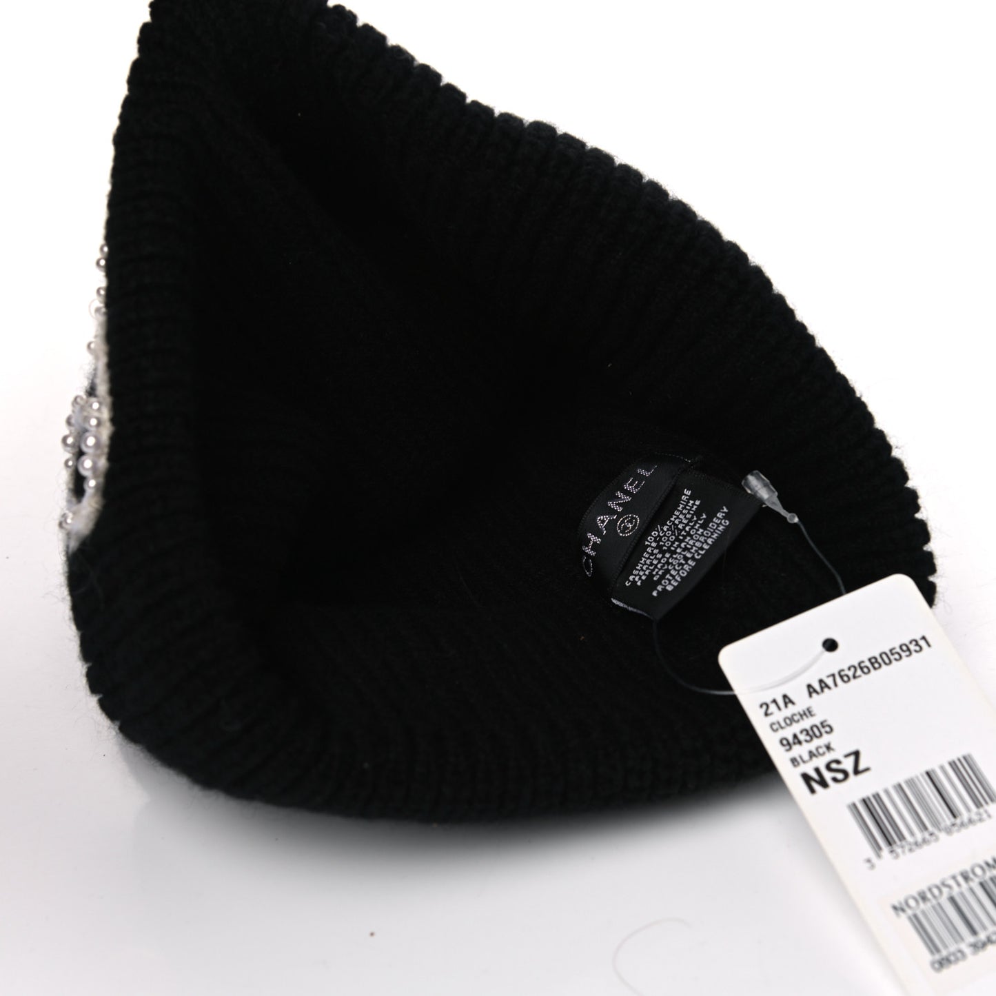 Cashmere Logo Beanie Hat Black White