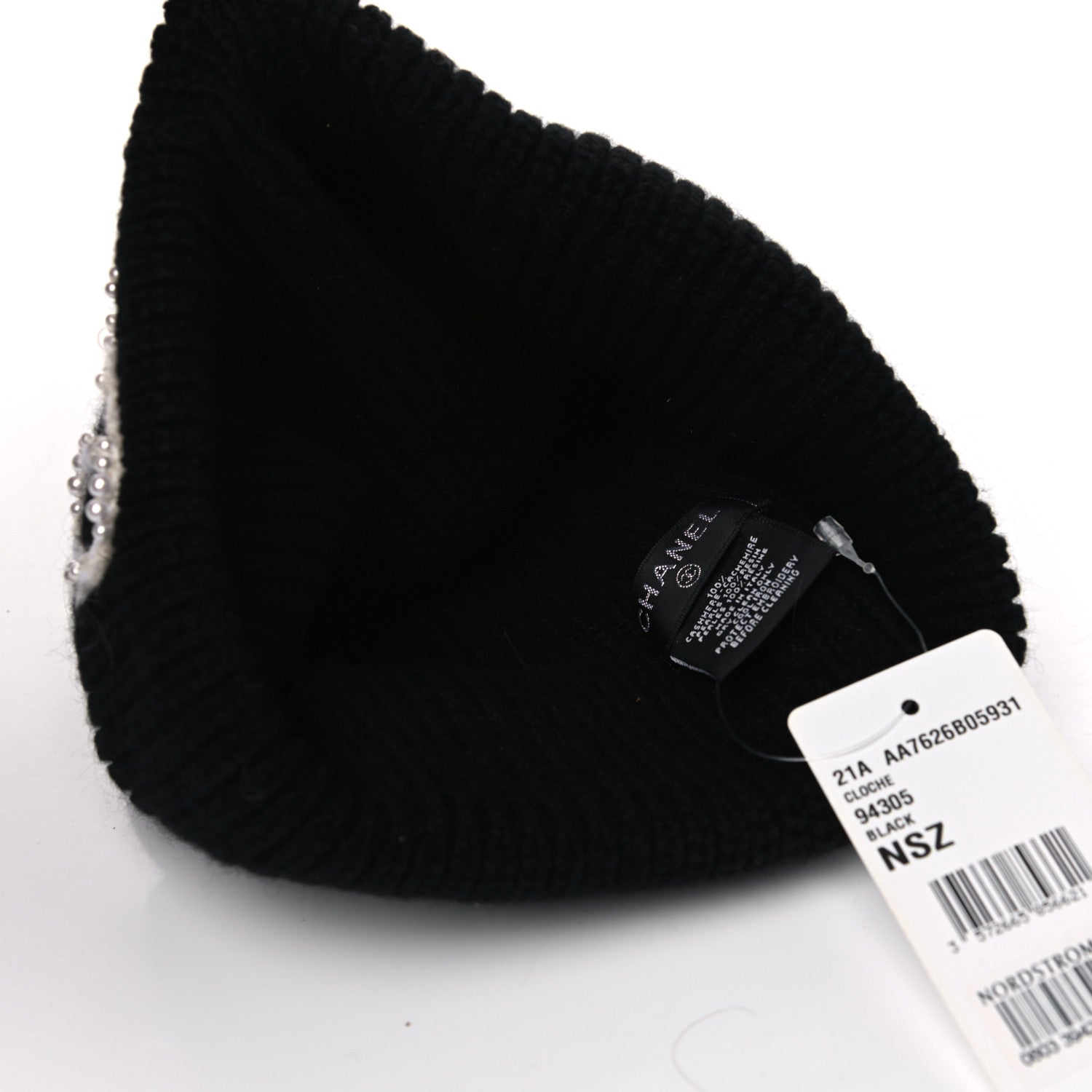 Chanel Cashmere Logo Beanie Hat Black White 3 of 3