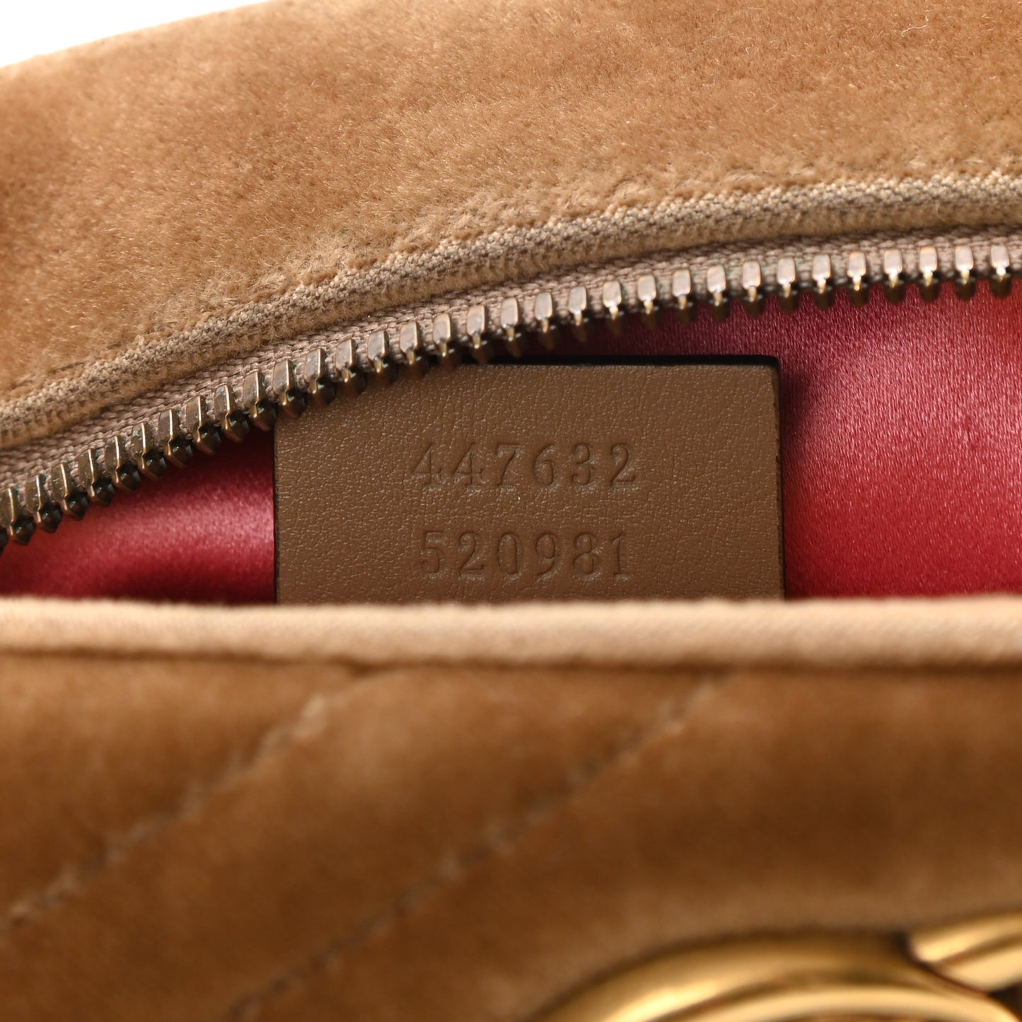 Velvet Matelasse Small GG Marmont Chain Shoulder Bag Taupe