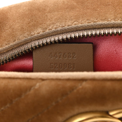 Gucci Velvet Matelasse Small GG Marmont Chain Shoulder Bag Taupe 7 of 11