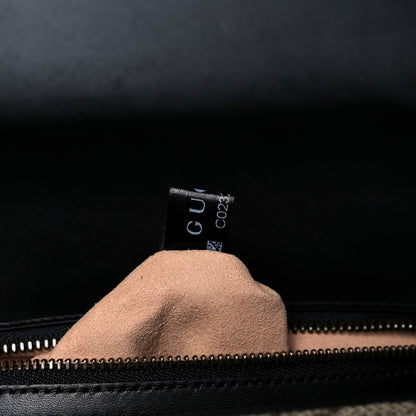 Gucci Nappa GG Supreme Monogram Medium Osiride Top Handle Bag Black Oro Vecchio Beige Ebony 7 of 16