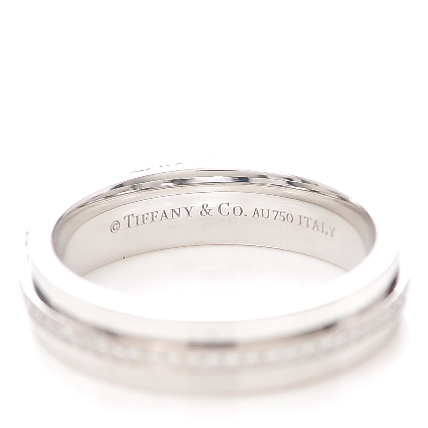 Tiffany 18K White Gold Diamond T Two Narrow Ring 50 5.5 4 of 5