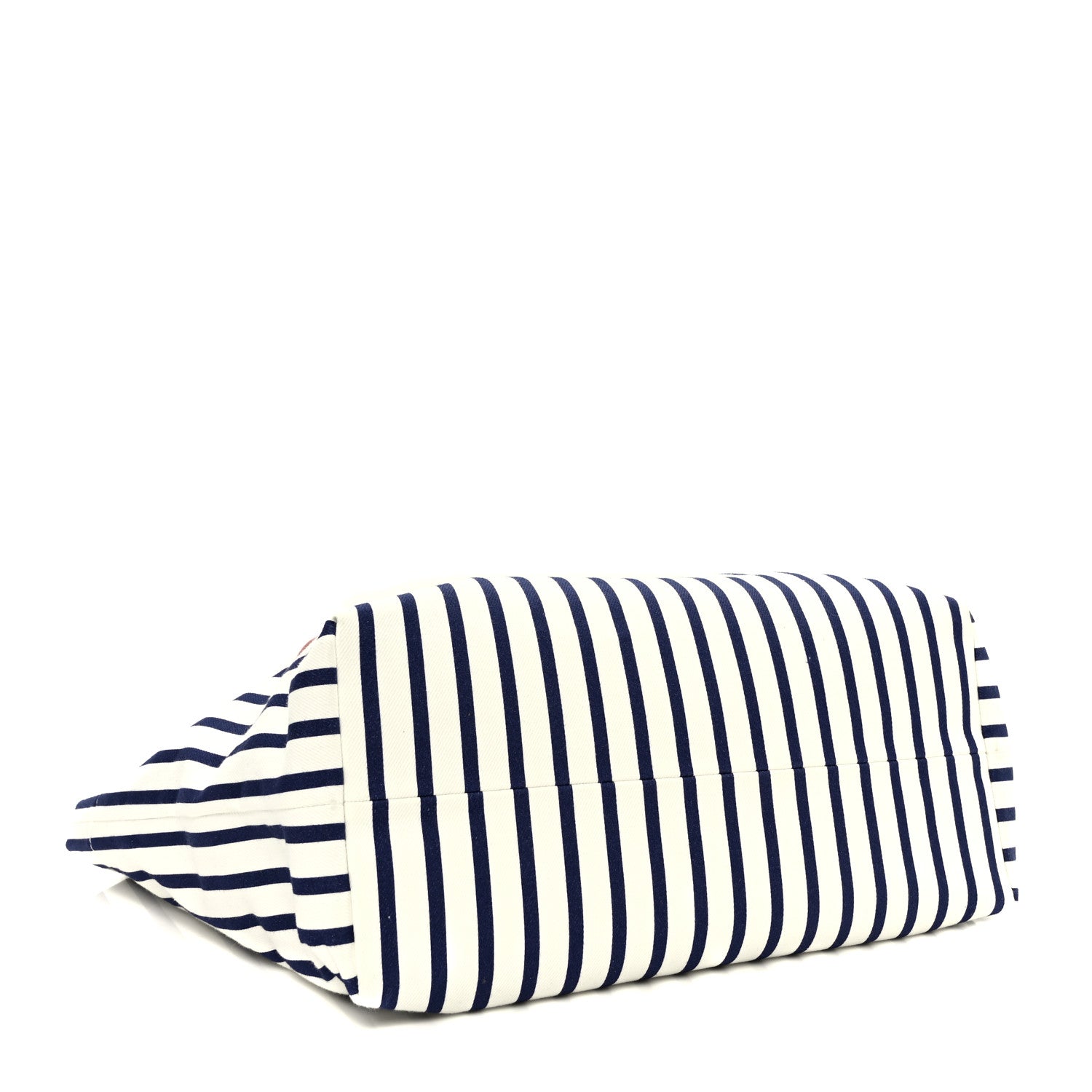 Miu Miu Canvas Denim Striped Logo Tote White Blue 4 of 9