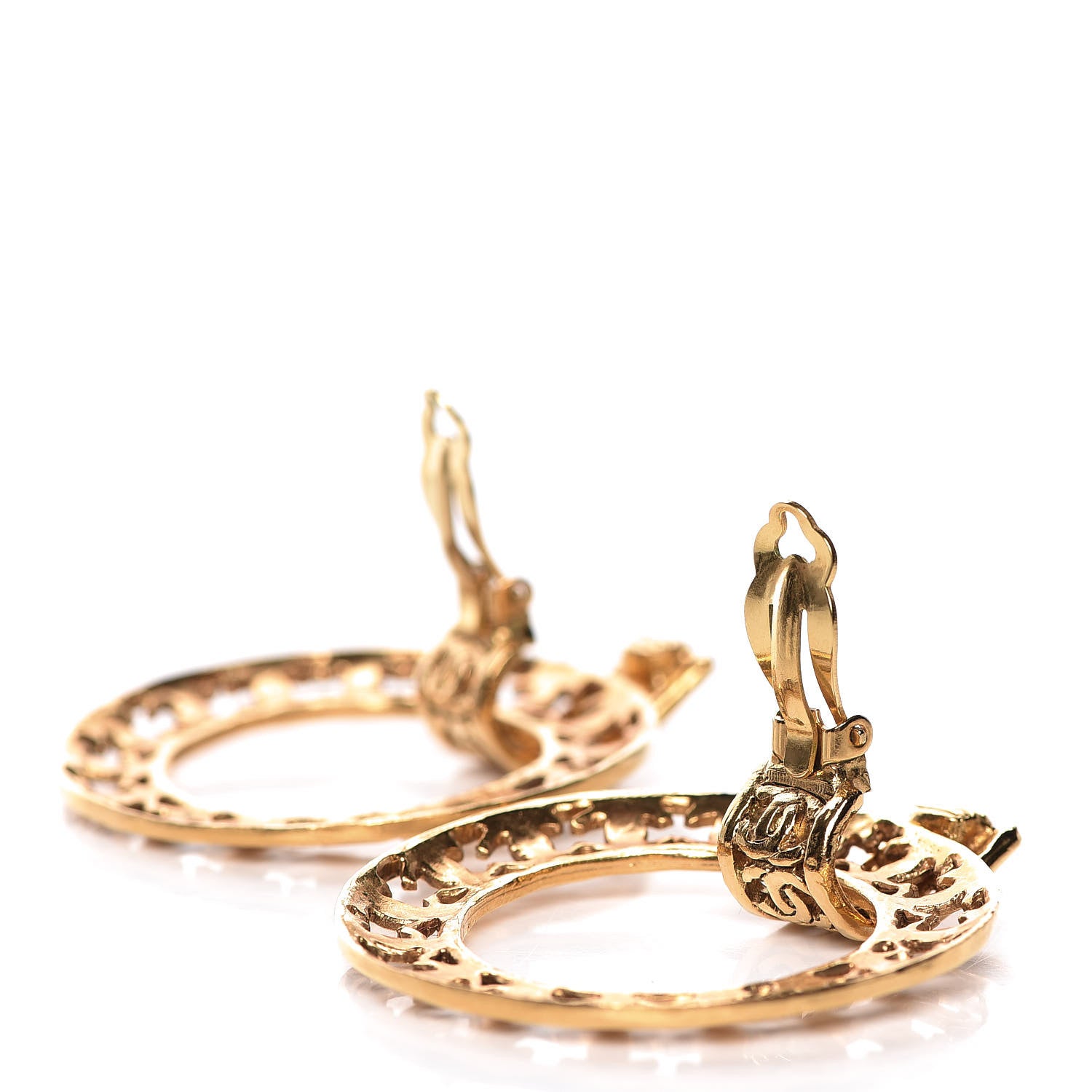 Chanel CC Hoop Clip On Earrings Gold 3 of 6