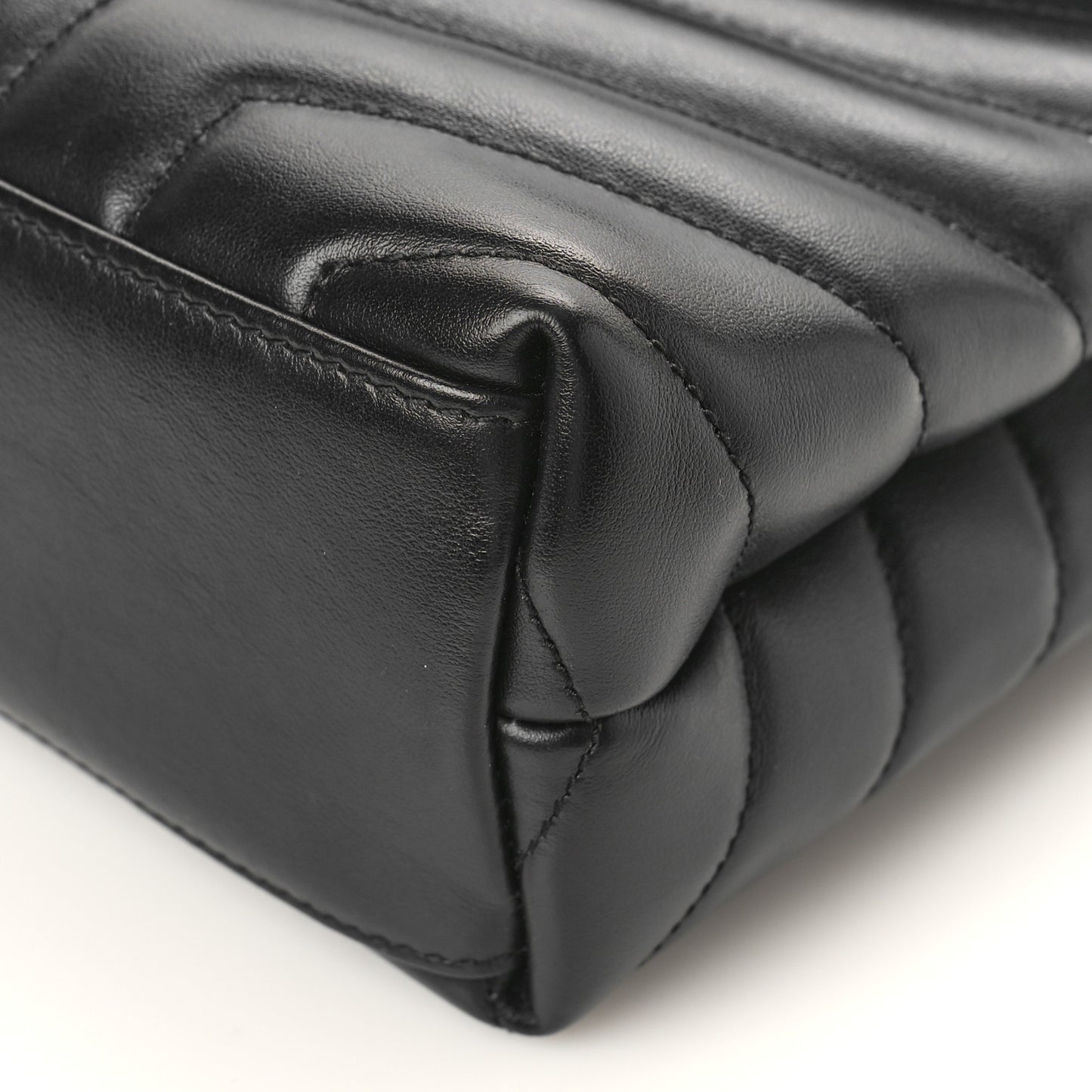 Calfskin Y Quilted Monogram Small Loulou Chain Satchel Black