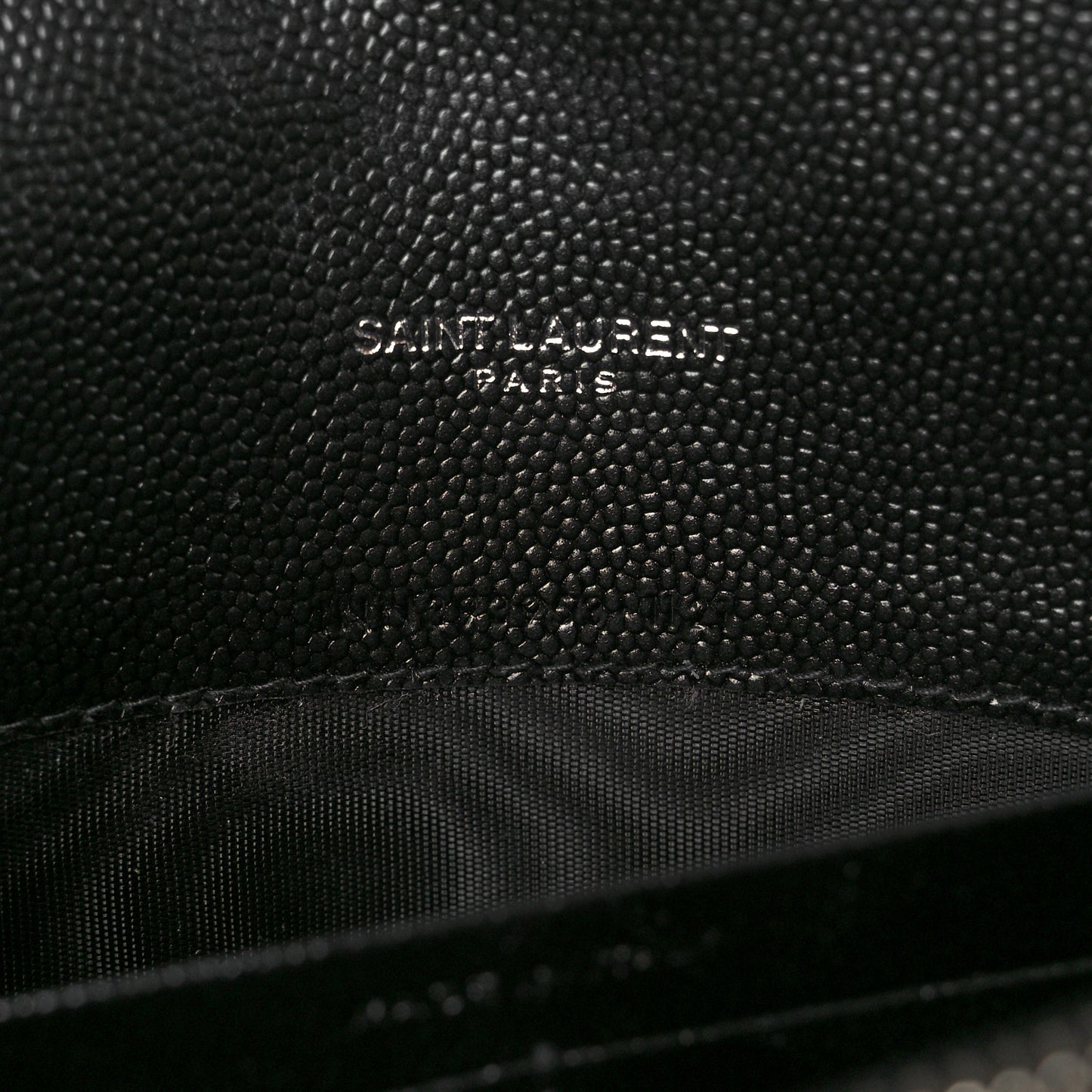 Grain De Poudre Matelasse Chevron Monogram Envelope Chain Wallet Black