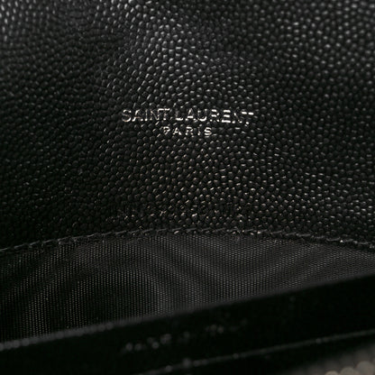 Saint Laurent Grain De Poudre Matelasse Chevron Monogram Envelope Chain Wallet Black 8 of 12