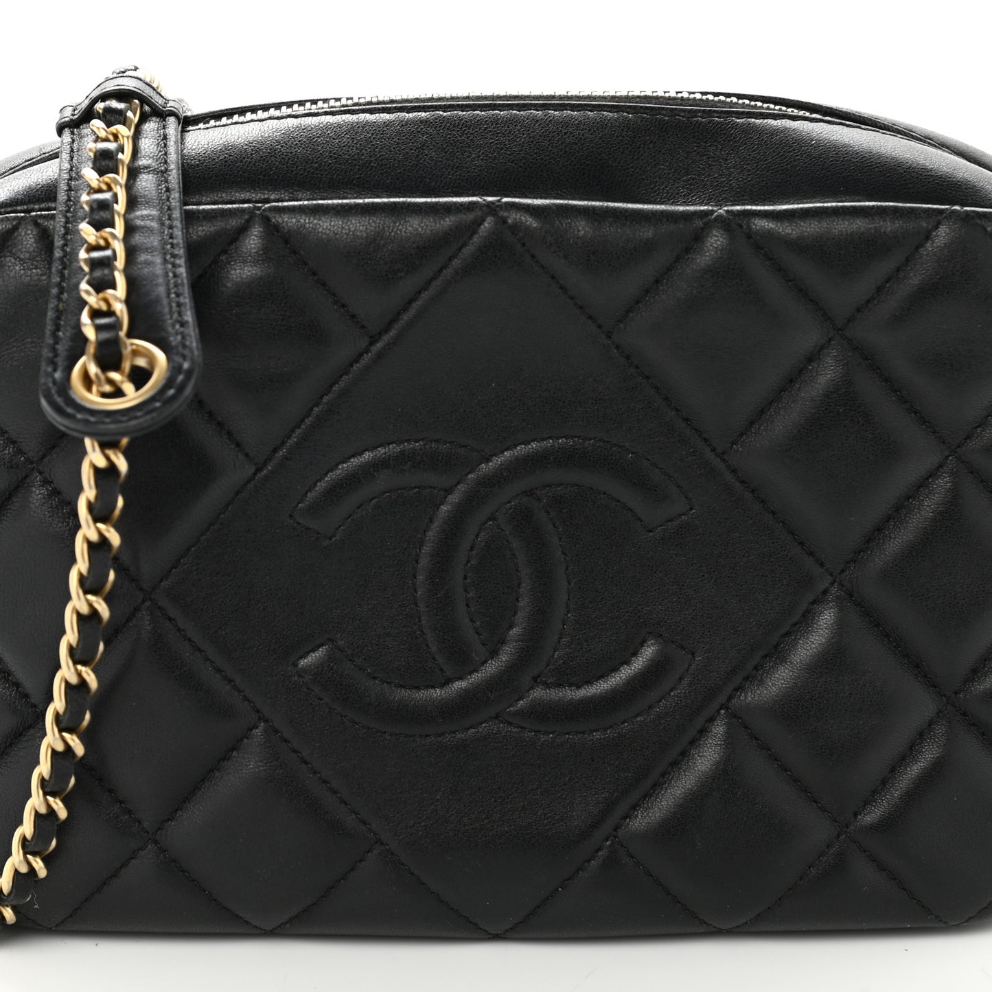 Lambskin Quilted Small Diamond CC Camera Case Black