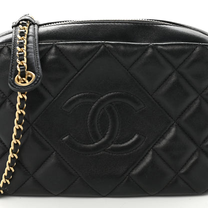 Chanel Lambskin Quilted Small Diamond CC Camera Case Black 10 of 12