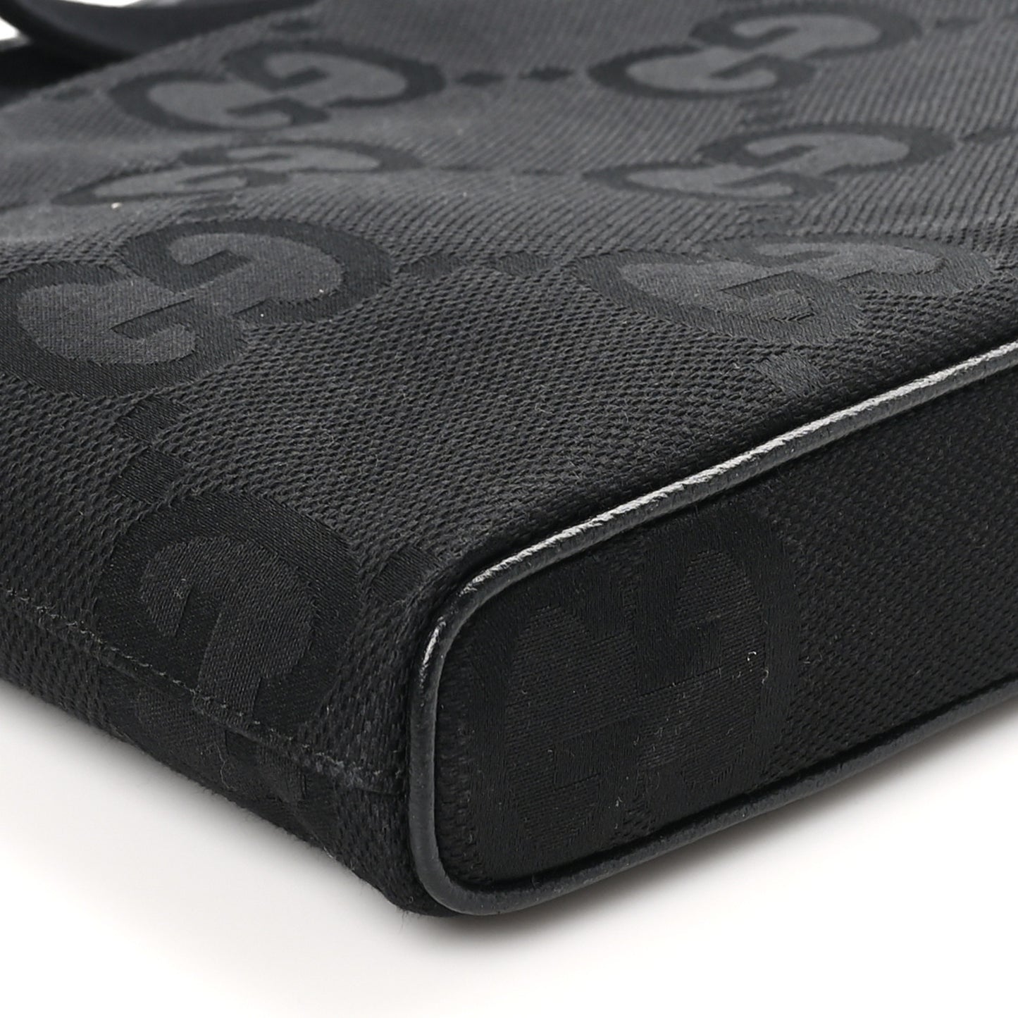 Monogram Jumbo GG Textured Dollar Calfskin Wristlet Messenger Bag Black