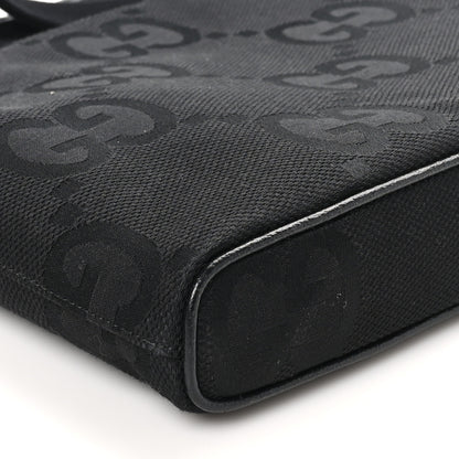 Gucci Monogram Jumbo GG Textured Dollar Calfskin Wristlet Messenger Bag Black 9 of 10