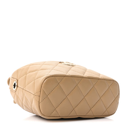 Chanel Caviar Quilted Hobo Clutch With Chain Dark Beige 4 of 11