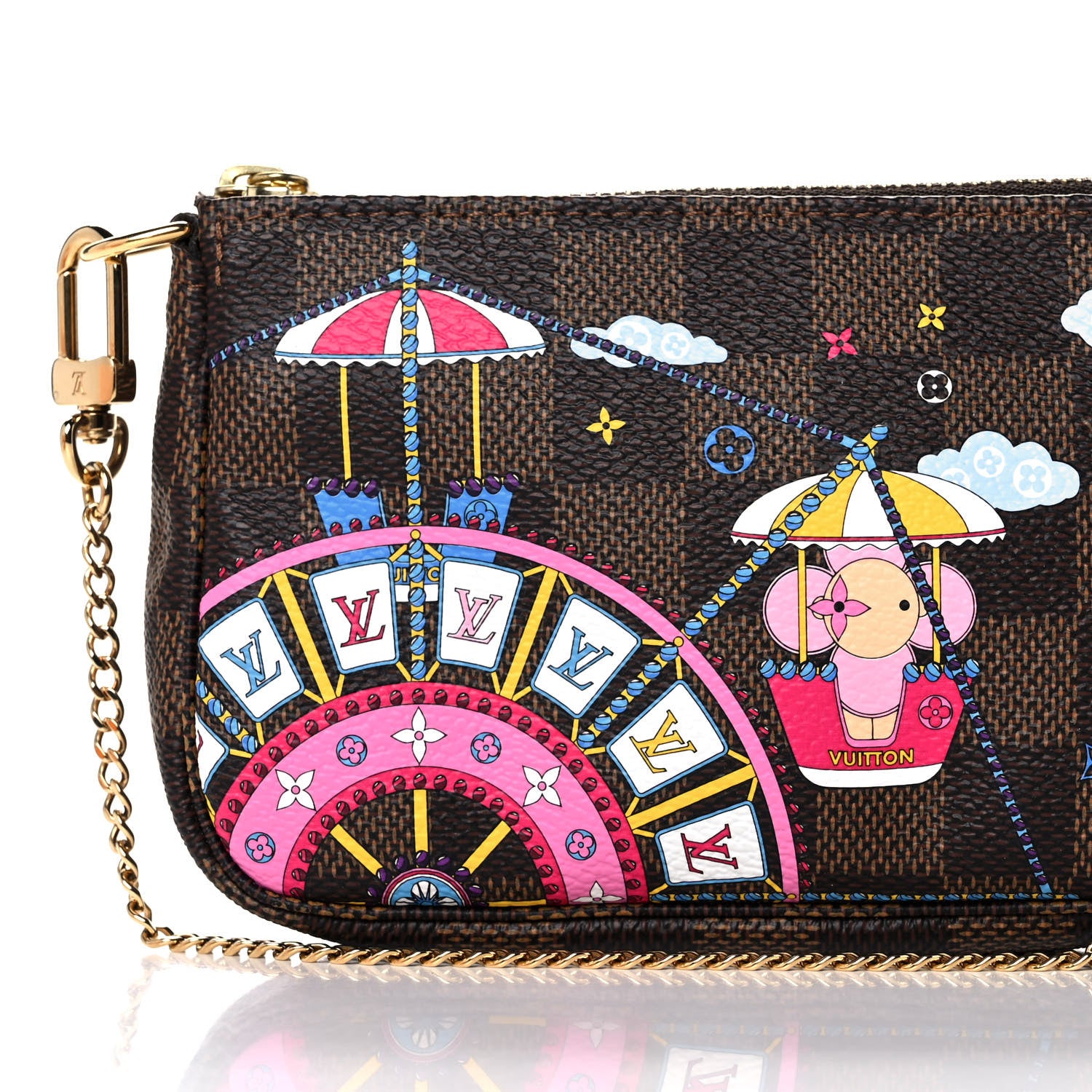 Louis Vuitton Damier Ebene 2020 Christmas Animation Big Wheel Mini Pochette Accessories Rose Ballerine 7 of 10