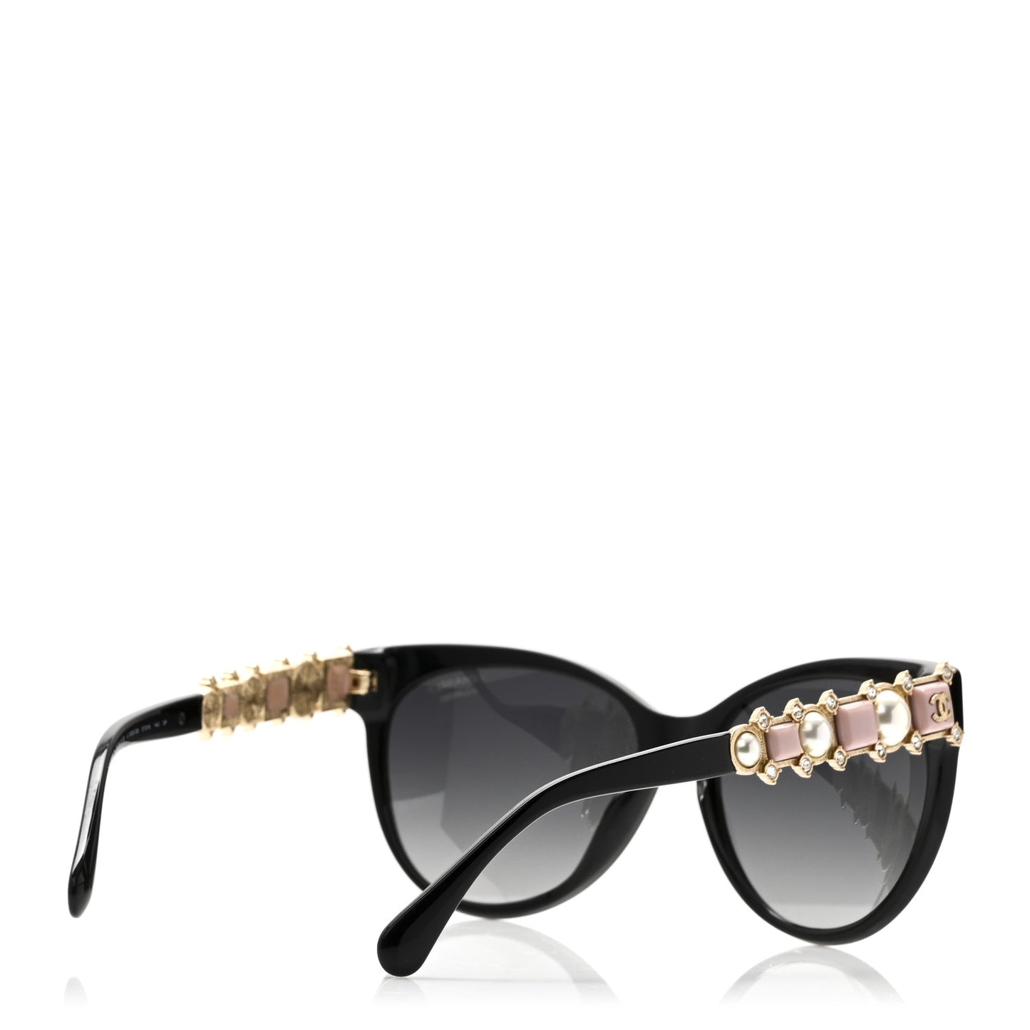 Crystal Pearl Polarized Cat Eye Sunglasses 5336-H-B Black Pink