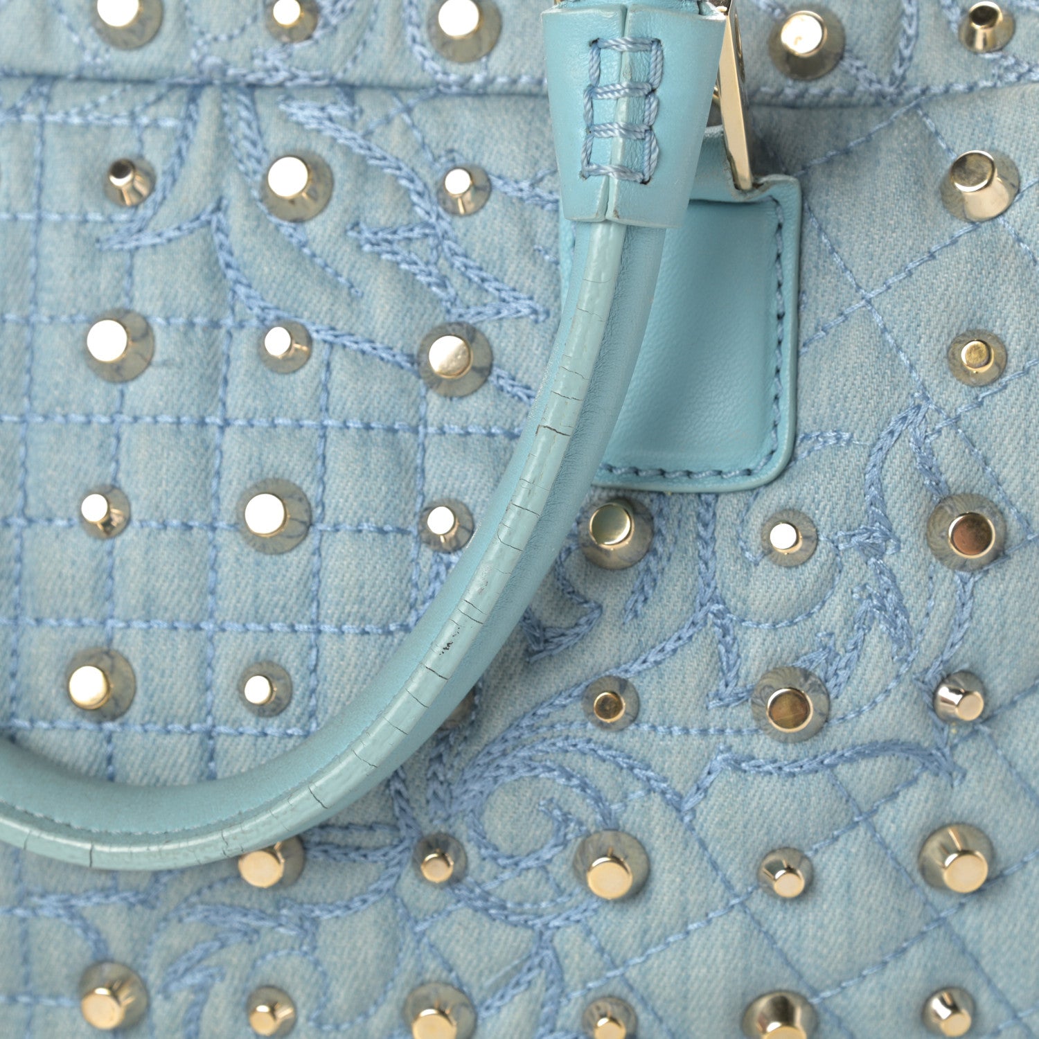 Versace Denim Barocco Quilted Studded Vanitas Demetra Blue 19 of 19