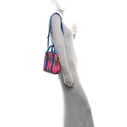 Gucci GG Supreme Monogram Textured Dollar Calfskin Rhombus Mini Tote Bag Beige Ebony Pink Blue 2 of 10
