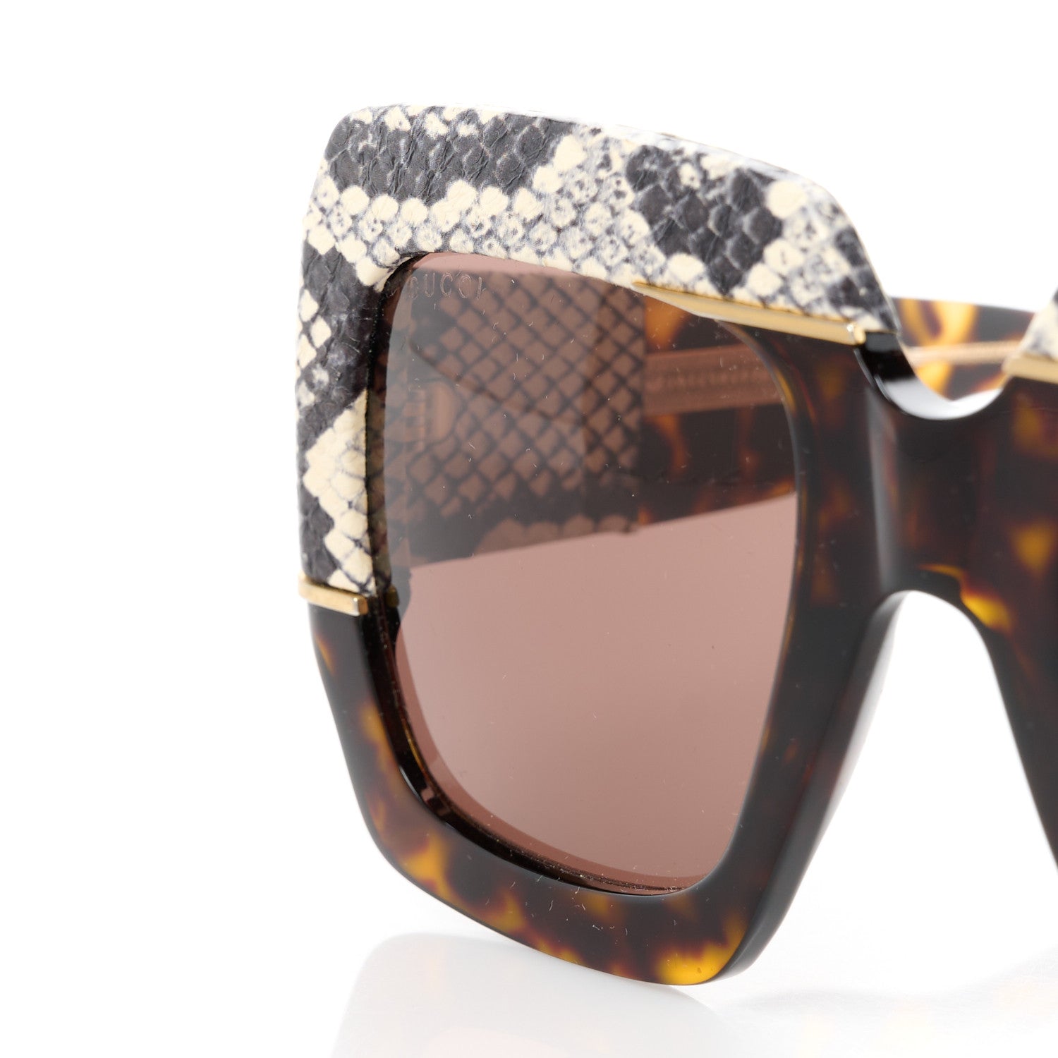 Gucci Snakeskin Acetate Square Sunglasses GG0484S Havana 7 of 8