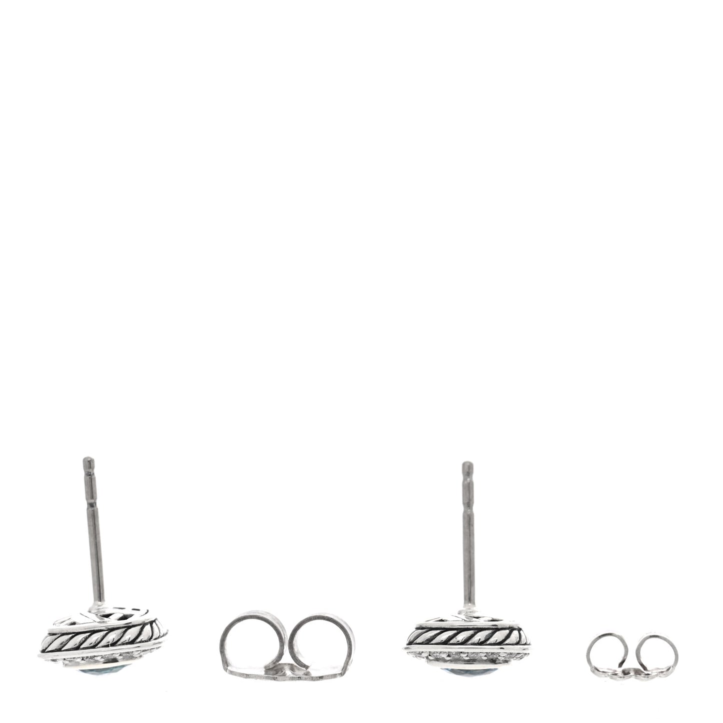 Sterling Silver Diamond Blue Topaz 5mm Petite Albion Earrings