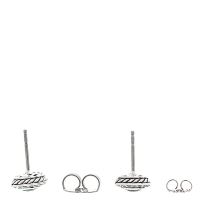David Yurman Sterling Silver Diamond Blue Topaz 5mm Petite Albion Earrings 3 of 4