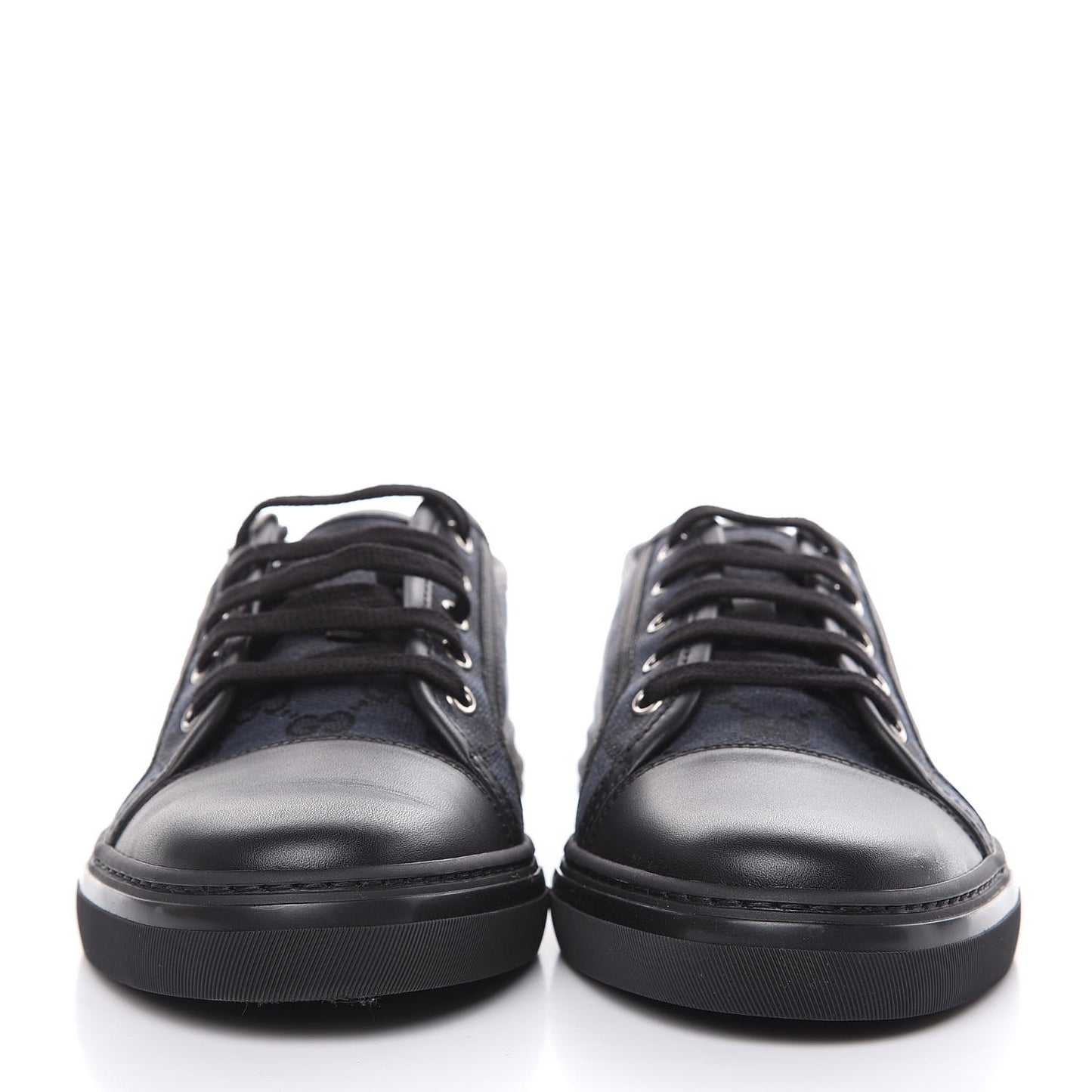 GG Monogram Calfskin Womens Low Top Sneakers 40.5 Piombo Black