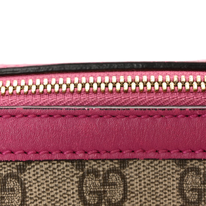 Gucci GG Supreme Monogram Moon Calfskin Small Boston Beige Ebony Hibiscus Red New Rosette 12 of 13