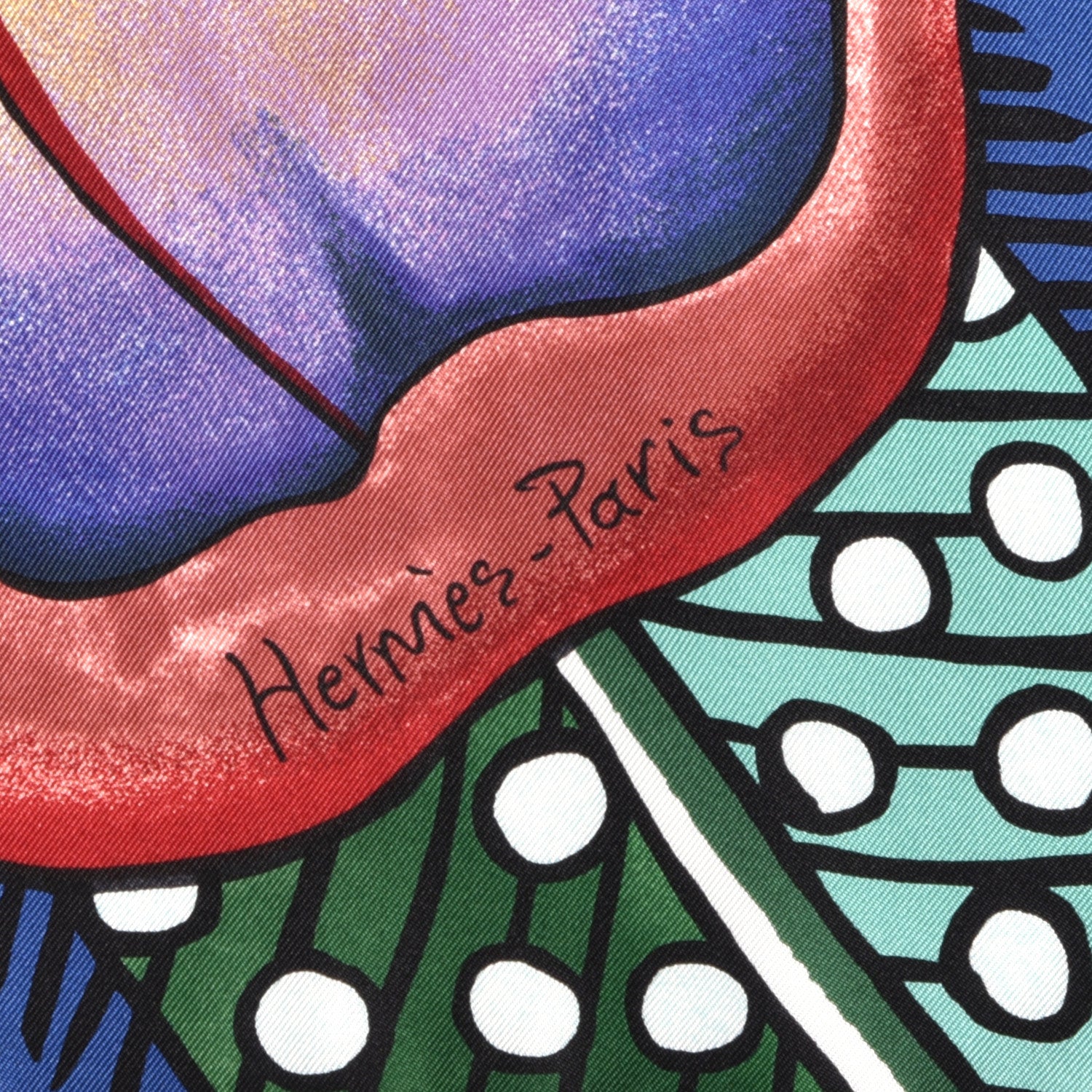 Hermes Silk Baobab Cat Scarf 90 Marine Vert Miel 2 of 5