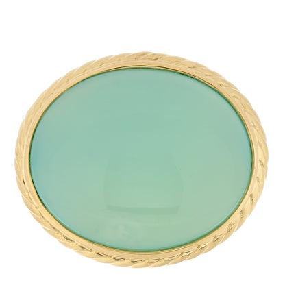 David Yurman Sterling Silver 18K Yellow Gold Chalcedony Oval Ring 54 7 1 of 4