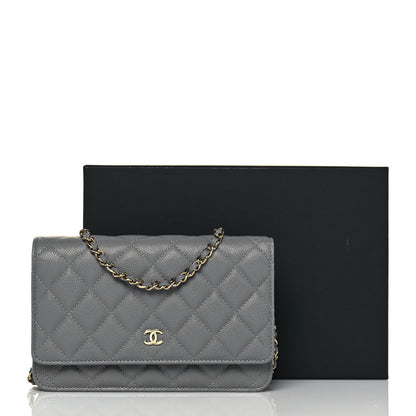Chanel Caviar Quilted Wallet On Chain WOC Dark Grey 12 of 12