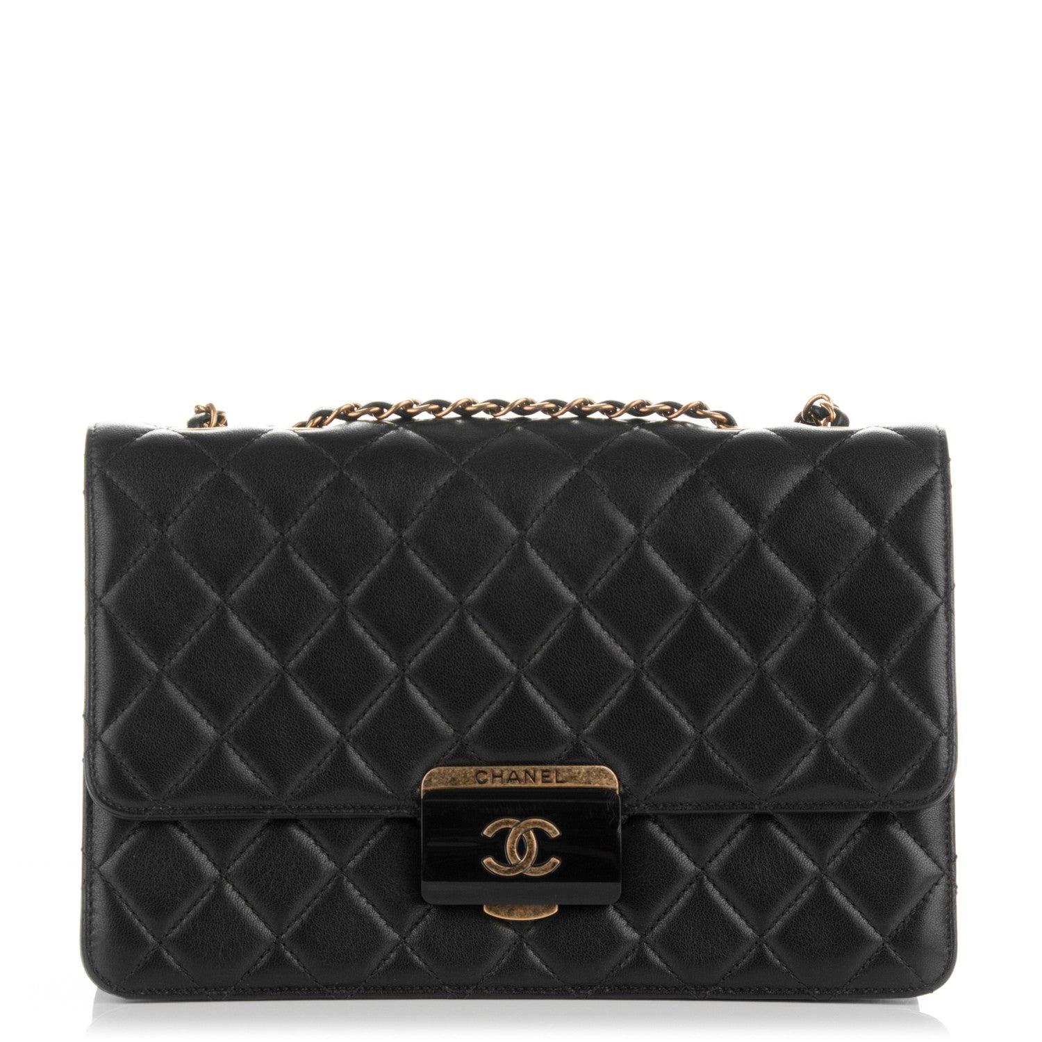 Chanel Sheepskin Quilted Large Beauty Lock Flap Black 1 of 7