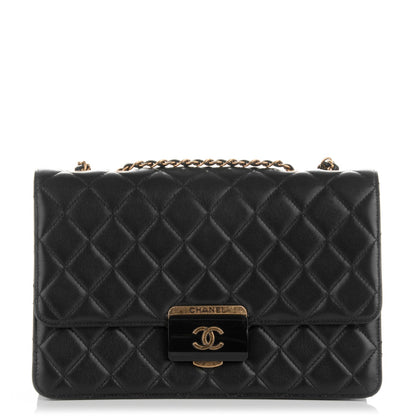 Chanel Sheepskin Quilted Large Beauty Lock Flap Black 1 of 7