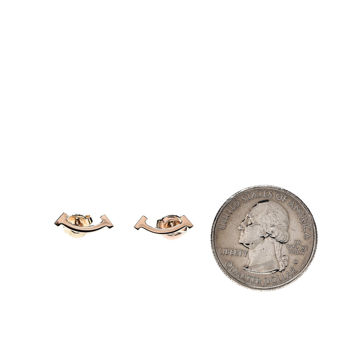 Tiffany 18K Rose Gold T Smile Stud Earrings 2 of 5