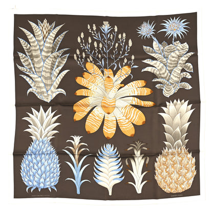 Hermes Silk Index Bromeliaceae Scarf 90 Ebene Bleu Miel 2 of 11