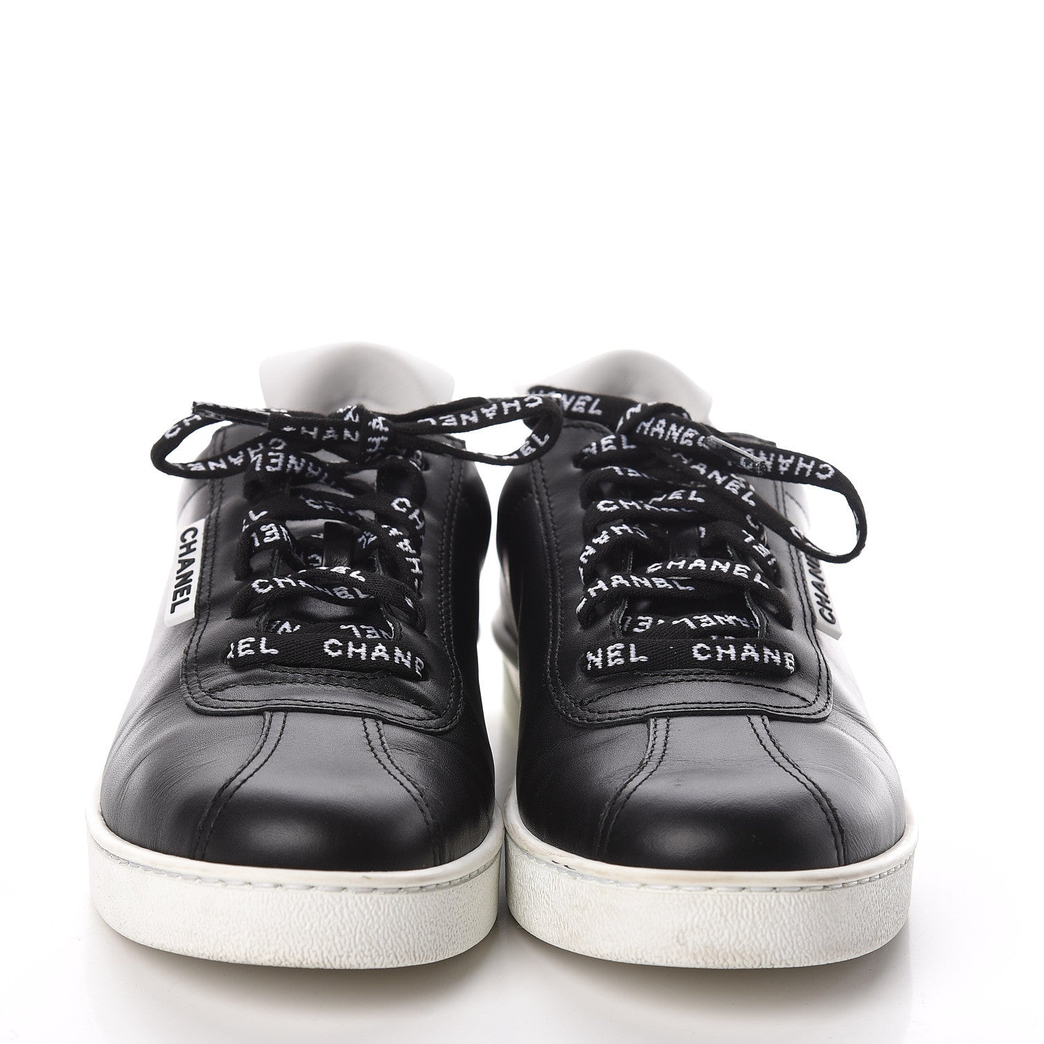 Chanel Calfskin CC Womens Sneakers 37.5 Black 2 of 9