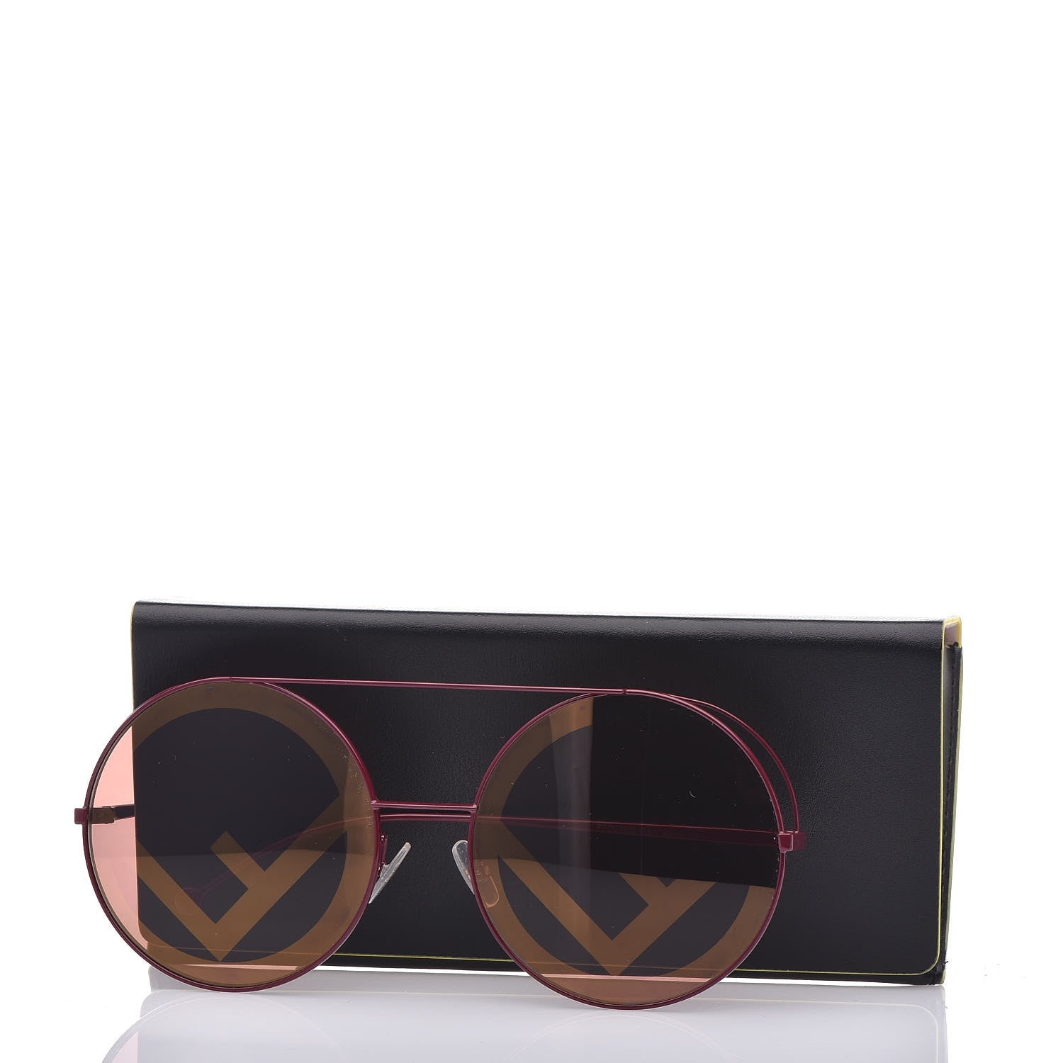 Fendi Metal F is Fendi Printed Run Away Round Frame Sunglasses FF 0285/S Red 8 of 8