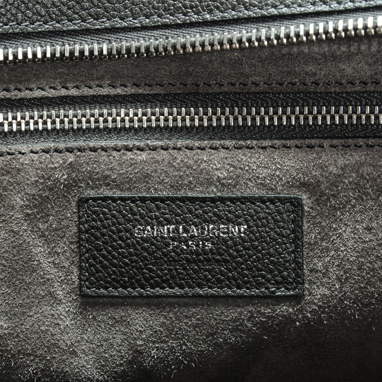 Grained Calfskin Suede Small Cabas Rive Gauche Dark Anthracite