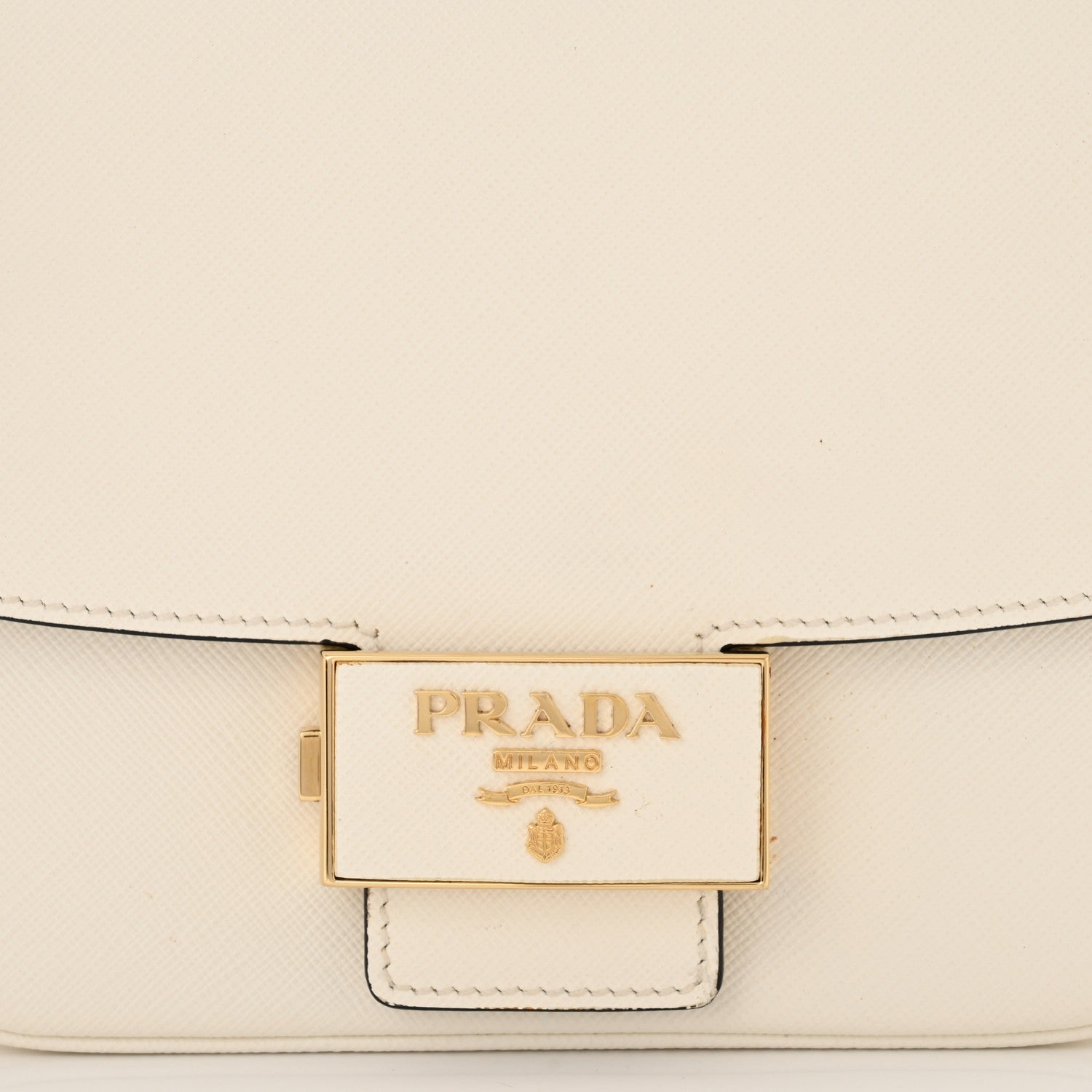 Prada Saffiano Lux Embleme Flap Shoulder Bag White 7 of 12