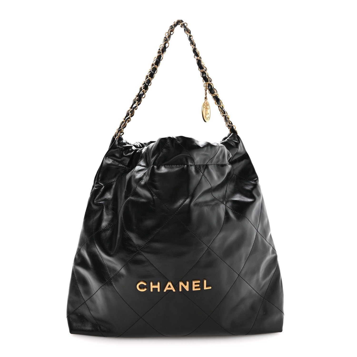 Chanel Shiny Calfskin Quilted Small Chanel 22 Black 1 of 11